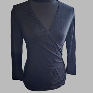 A. Byer Elegant Black Wrap Top With Choker Detail Size M